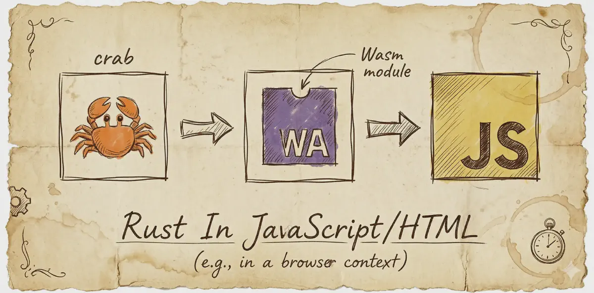 WebAssembly Rust to JavaScript diagram